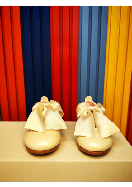 Kız Çocuk Kurdela Fiyonk Detaylı Babet Ortopedik Sedef Renk Mat Rugan modelleri