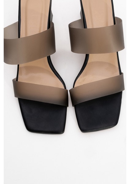 Russell Siyah Cilt Şeffaf Bantlı Kadın Topuklu Terlik fiyatları