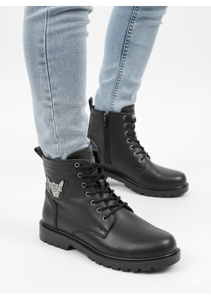 Erkek Armalı Bağcıklı Fermuarlı Kaydırmaz Taban Postal