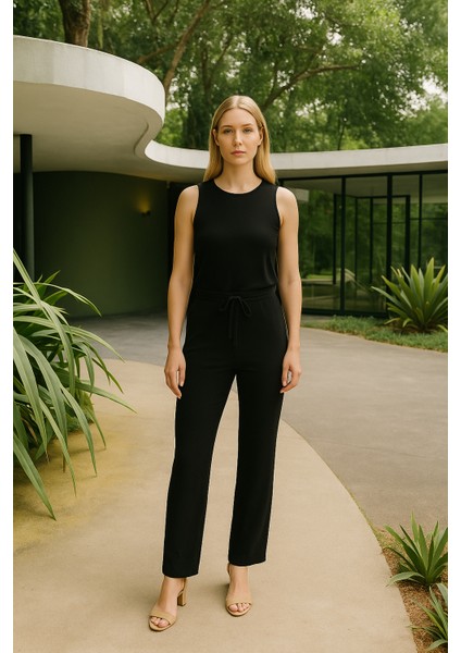 Krinkle Dokulu Pantolon-Siyah indirimleri