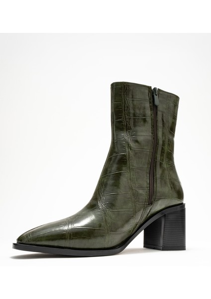 Chara Yeşil Baskı Kadın Kalın Topuklu Bot fırsatları