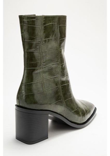 Chara Yeşil Baskı Kadın Kalın Topuklu Bot indirimleri