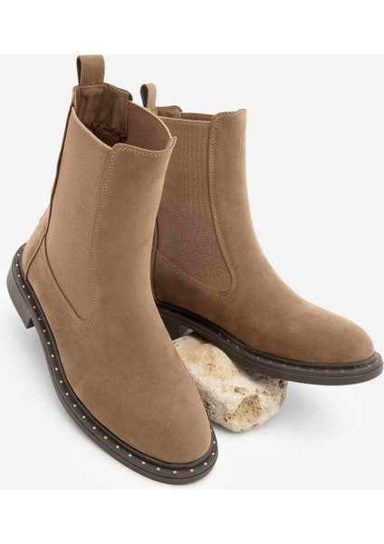 Kadın Troklu Çift Lastikli Günlük Bot Yuvin Taba Süet