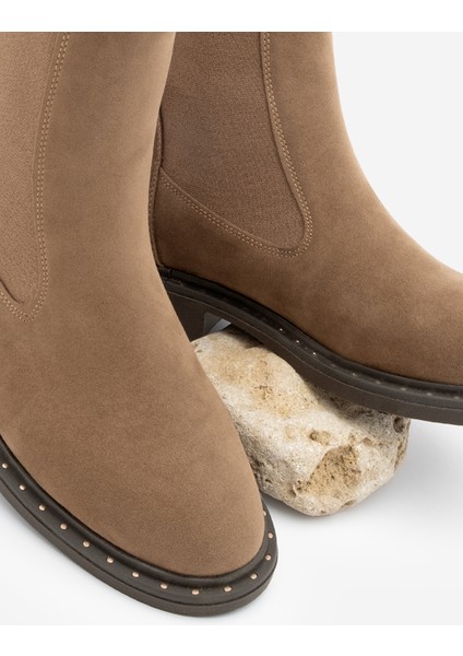 Kadın Troklu Çift Lastikli Günlük Bot Yuvin Taba Süet