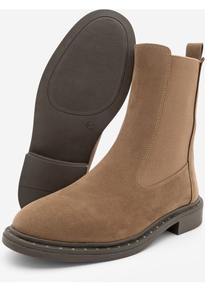 Kadın Troklu Çift Lastikli Günlük Bot Yuvin Taba Süet