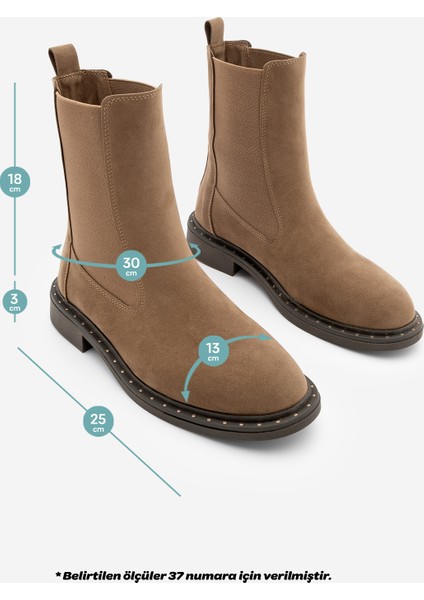 Kadın Troklu Çift Lastikli Günlük Bot Yuvin Taba Süet