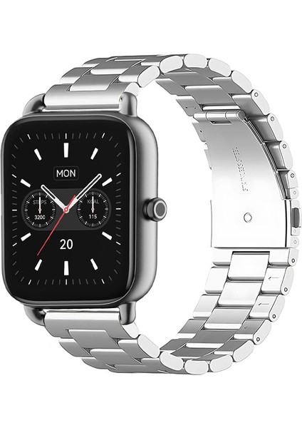 Haylou Blıng LS12 ile Uyumlu Kordon Klasik Baklava Model Paslanmaz Çelik Metal Kayış