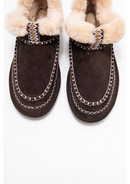 Darel Kahverengi Süet Hakiki Deri Dikişli Kürklü Kadın Kısa Bot fiyatları