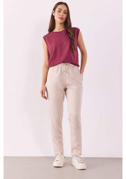 Alian Beli Lastikli Beach Pantolon(Tencel)(Tm)-Taş modelleri
