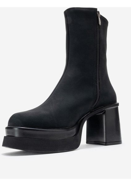 Valen Siyah Nubuk Kadın Platform Topuklu Bot fırsatları