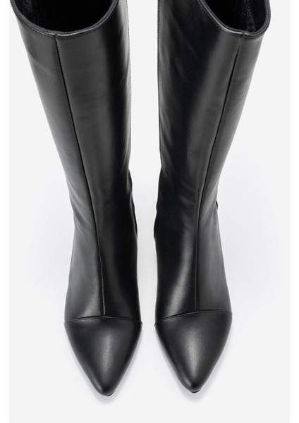 Lumın Siyah Cilt Hakiki Deri Kadın Kalın Topuklu Çizme fiyatları