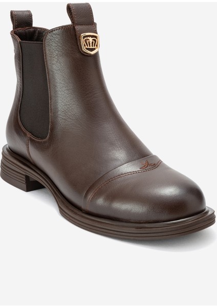 Sıdney Kahverengi Cilt Hakiki Deri Tokalı Lastikli Kadın Chelsea Bot modelleri