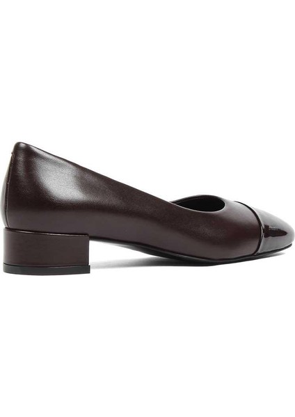 Kadın Kahverengi Kısa Kalın Topuklu Rugan Deri Klasik Ayakkabı indirimleri