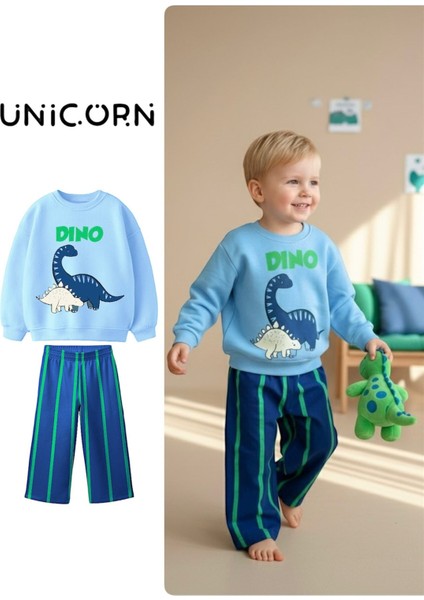 Barbosa Sweatshırt Coton Pantolon Eşortman Şık Dino 2 Li Pamuklu Şardonsuz Takım Erkek