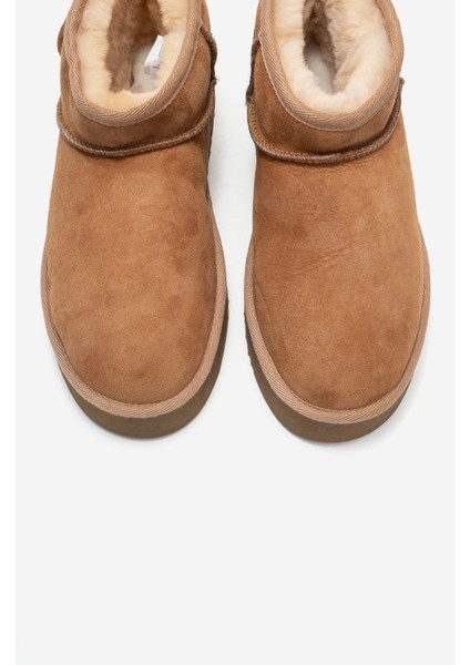 Veyra Taba Süet Hakiki Deri Kürklü Platform Tabanlı Kadın Mini Bot fiyatları