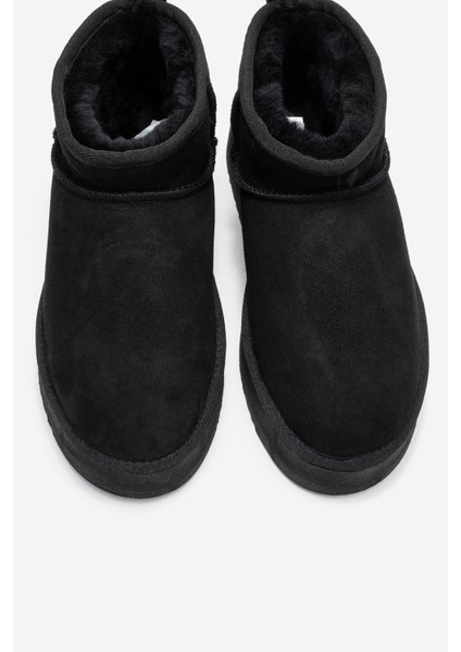 Veyra Siyah Süet Hakiki Deri Kürklü Platform Tabanlı Kadın Mini Bot fiyatları