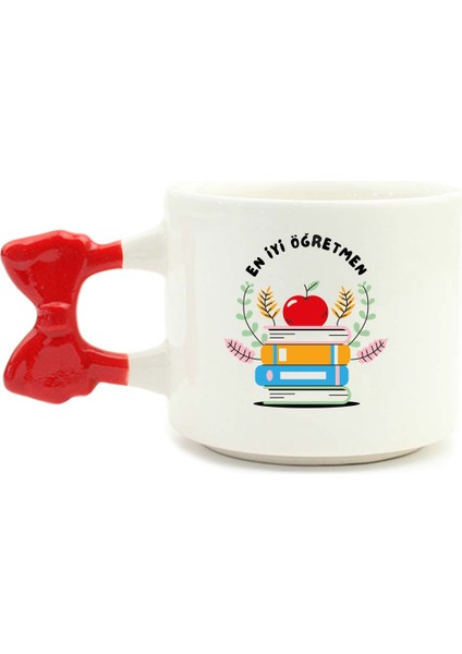En Iyi Öğretmen El Yapımı Krem Parlak Kurdele Kulp Kupa - El Işçiliği Hediyelik Kupa Bardak Mug