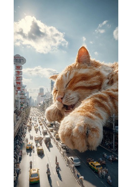 Dev Kedi Uyuyor 1 Ev Duvar Salon Güzellik Salonu Ofis Dükkan Dekarasyon Kanvas Tablo fiyatları