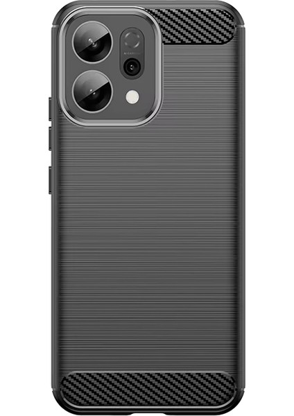 Oppo Reno 14 ile Uyumlu Brushed Carbon Fiber Silikon Kılıf - Siyah AL3332