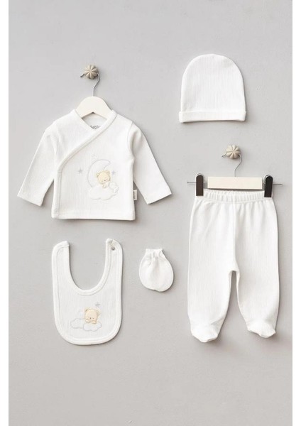 %100 Pamuk Sweet Dreams Desenli Bebitof 5 Parça Yenidoğan Hastane Çıkışı Zıbın Seti BBTF.EKR.20107