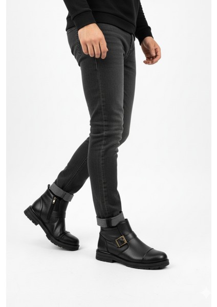 Erkek Suni Deri Içi Kürklü Fermuarlı Kemerli Kaymaz Termo Taban Bot fiyatları