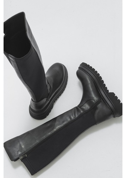 Paul Siyah Streç Detaylı Kadın Çizme fiyatları