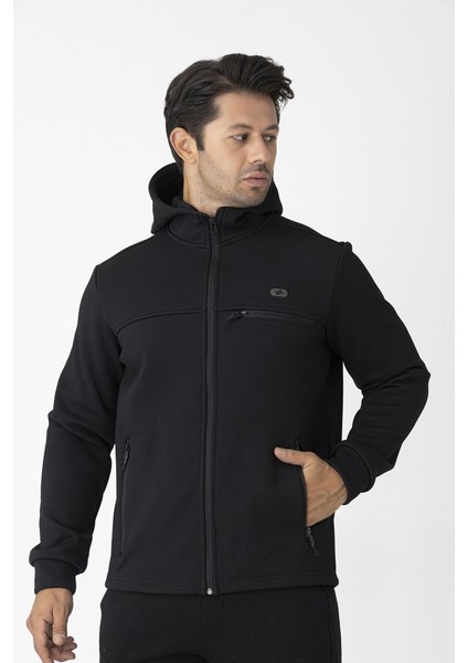 Erkek Kapüşonlu Sweatshirt Su Itici Kapüşonlu Sweatshirt Siyah Erkek Sweatshirt