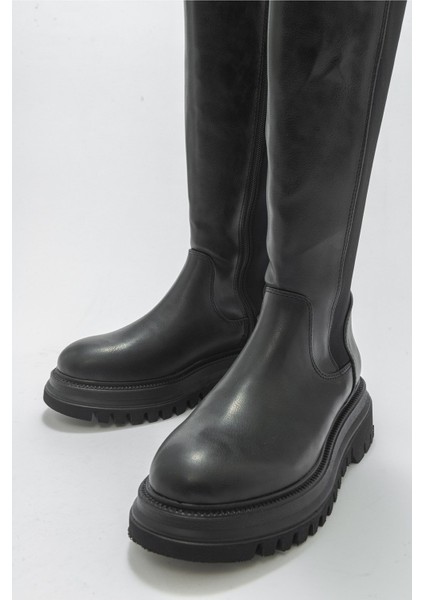 Paul Siyah Streç Detaylı Kadın Çizme modelleri