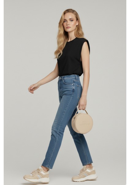 Kadın Yuvarlak Tote Bag Yazılı Çapraz Askılı El ve Omuz Çantası fiyatları