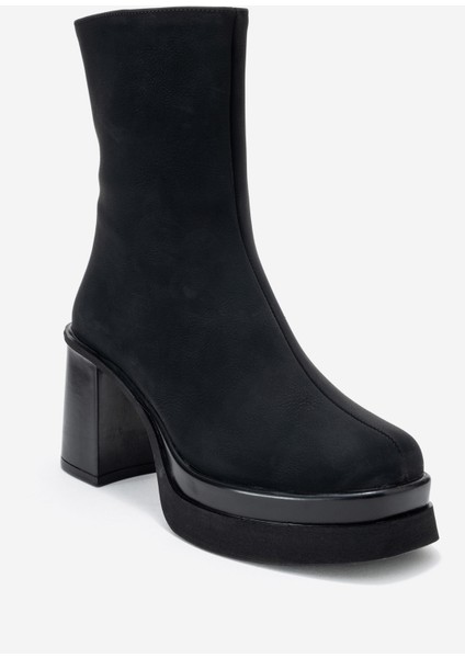 Valen Siyah Nubuk Kadın Platform Topuklu Bot modelleri