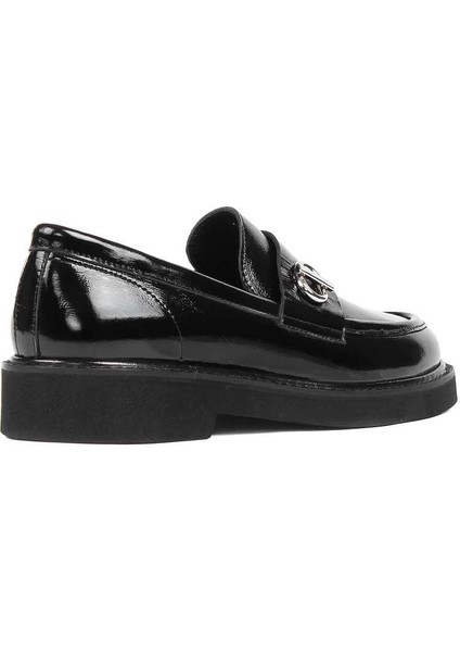 Kadın Siyah Tokalı Kalın Tabanlı Rugan Deri Loafer indirimleri