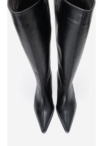 Sıora Siyah Cilt Hakiki Deri Kadın Kısa Topuklu Çizme fiyatları