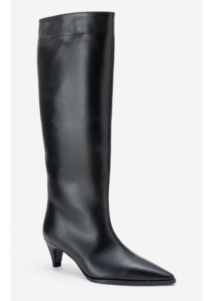 Sıora Siyah Cilt Hakiki Deri Kadın Kısa Topuklu Çizme modelleri