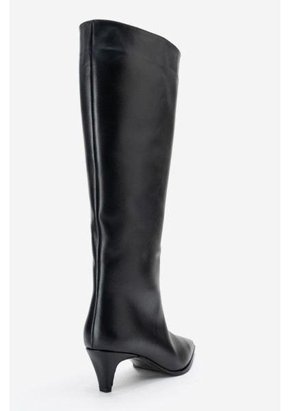 Sıora Siyah Cilt Hakiki Deri Kadın Kısa Topuklu Çizme indirimleri