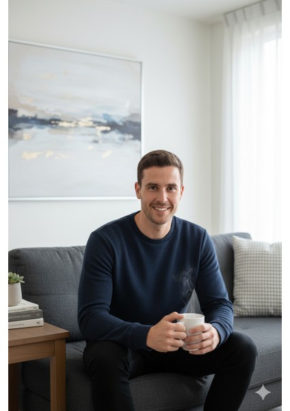 Erkek Mevsimlik Doğal Pamuklu Şık Sweatshirt Bisiklet Yaka Panolu Uzun Kollu Rahat Kesim Tam Kalıp fırsatları