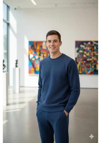 Erkek Mevsimlik Doğal Pamuklu Şık Sweatshirt Bisiklet Yaka Panolu Uzun Kollu Rahat Kesim Tam Kalıp fırsatları