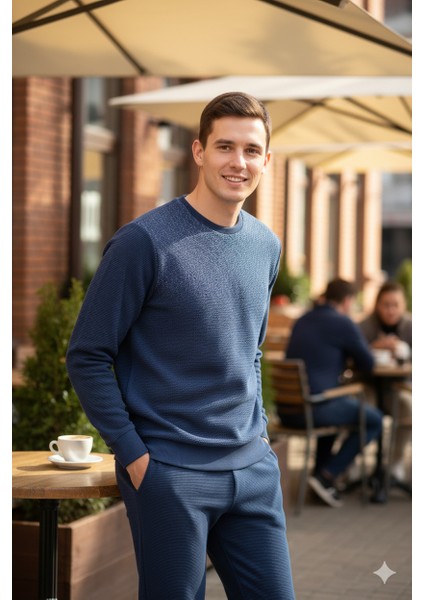 Erkek Mevsimlik Doğal Pamuklu Şık Sweatshirt Bisiklet Yaka Panolu Uzun Kollu Rahat Kesim Tam Kalıp indirimleri