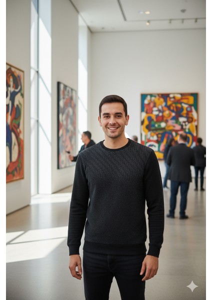 Erkek Mevsimlik Doğal Pamuklu Şık Sweatshirt Bisiklet Yaka Panolu Uzun Kollu Rahat Kesim Tam Kalıp fırsatları