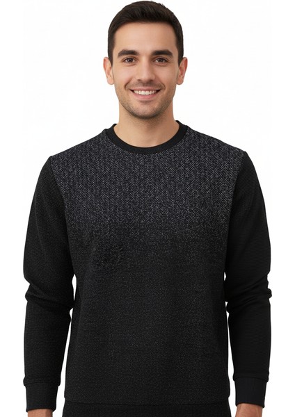 Erkek Mevsimlik Doğal Pamuklu Şık Sweatshirt Bisiklet Yaka Panolu Uzun Kollu Rahat Kesim Tam Kalıp indirimleri