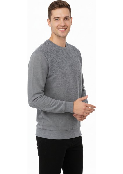 Erkek Mevsimlik Doğal Pamuklu Şık Sweatshirt Bisiklet Yaka Panolu Uzun Kollu Rahat Kesim Tam Kalıp fiyatları