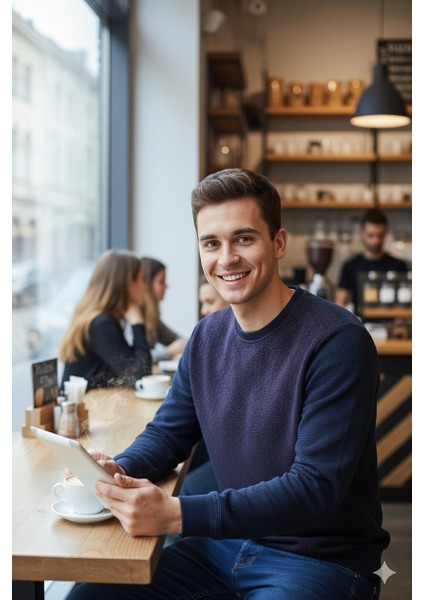 Erkek Mevsimlik Doğal Pamuklu Şık Sweatshirt Bisiklet Yaka Panolu Uzun Kollu Rahat Kesim Tam Kalıp indirimleri