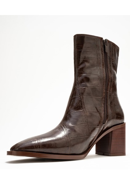 Chara Kahverengi Baskı Kadın Kalın Topuklu Bot fırsatları