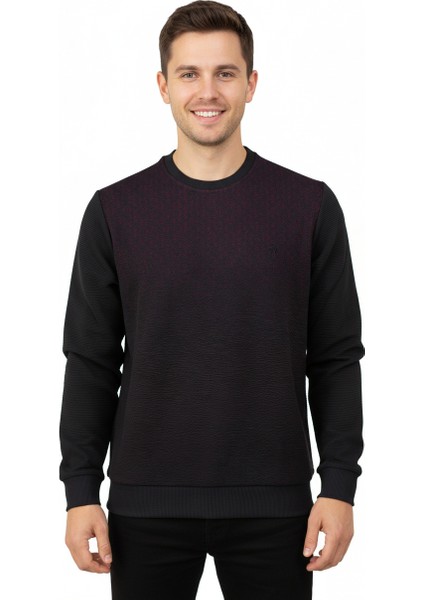 Erkek Mevsimlik Doğal Pamuklu Şık Sweatshirt Bisiklet Yaka Panolu Uzun Kollu Rahat Kesim Tam Kalıp