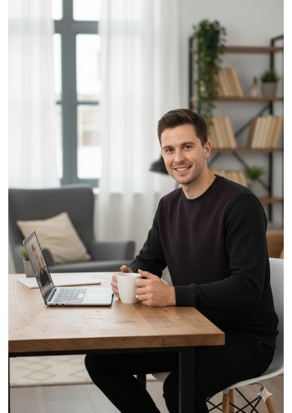 Erkek Mevsimlik Doğal Pamuklu Şık Sweatshirt Bisiklet Yaka Panolu Uzun Kollu Rahat Kesim Tam Kalıp fırsatları