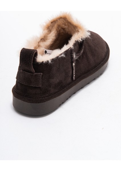 Novelle Kahverengi Süet Hakiki Deri Kürklü Kadın Bilekte Bot indirimleri