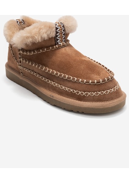 Darel Toprak Süet Hakiki Deri Dikişli Kürklü Kadın Kısa Bot modelleri