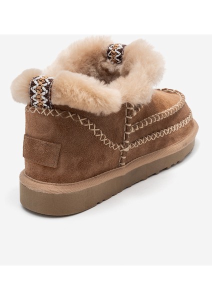 Darel Toprak Süet Hakiki Deri Dikişli Kürklü Kadın Kısa Bot indirimleri