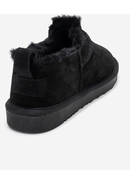 Novelle Siyah Süet Hakiki Deri Kürklü Kadın Bilekte Bot indirimleri