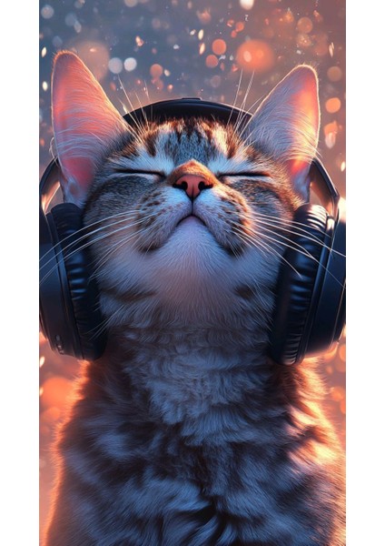 Müzik Sever Kedi 1 Ev Duvar Salon Güzellik Salonu Ofis Dükkan Dekarasyon Kanvas Tablo fiyatları