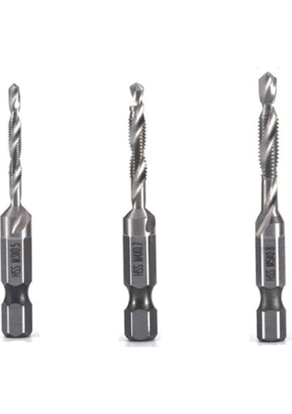 3pcs M3 M4 M5 Yüksek Hızlı Çelik 4341 Titanyum Kaplama Kompozit Tap Matkap ve Tap Entegre Makine Tap Açma Pah Aracı (Yurt Dışından)